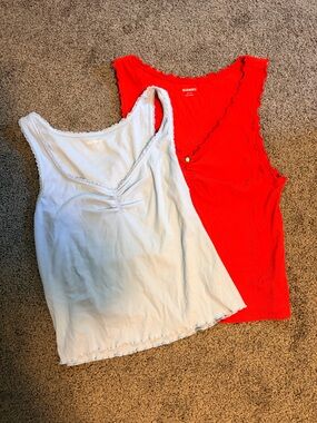 Two Old Navy V-Neck Tank with Lettuce Edge